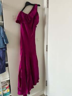 Galvan London Flora One Shoulder Satin Ruffle 36